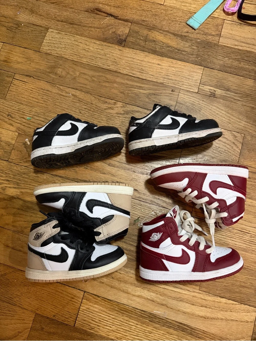 Nike Kids' High-Top Sneakers in White, Red & Black